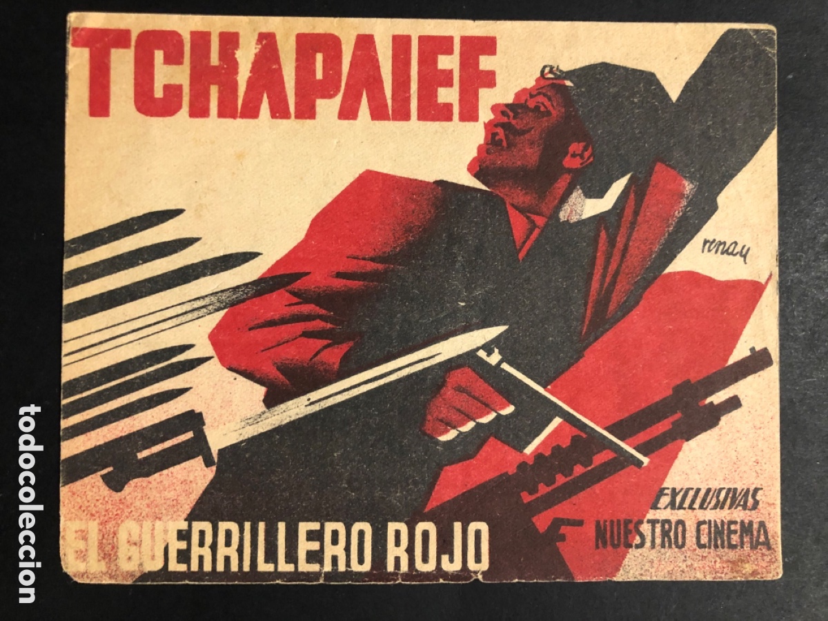 Cine: Programa cine ruso el guerrillero rojo tchapaief josep Renau con publicidad cine odeon A8