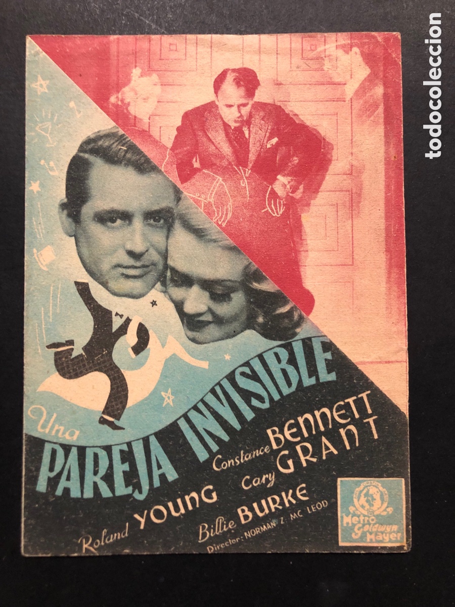 Cine: Programa una pareja invisible constance Bennett cary grant con publicidad cine espa&ntilde;oleto jativa A8