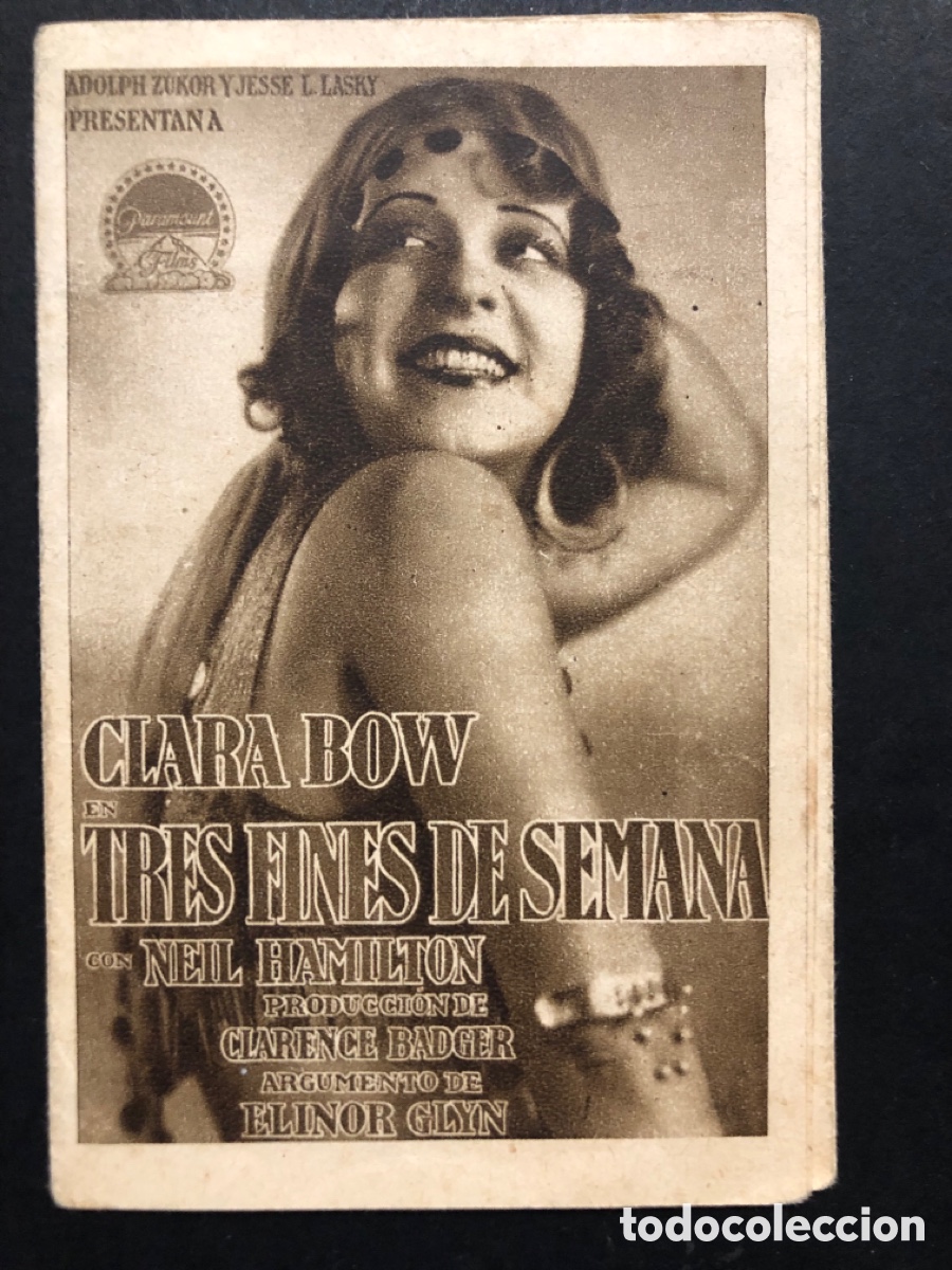 Cine: Programa tres fines de semana clara Bow con publicidad sal&oacute;n circo victoria A8