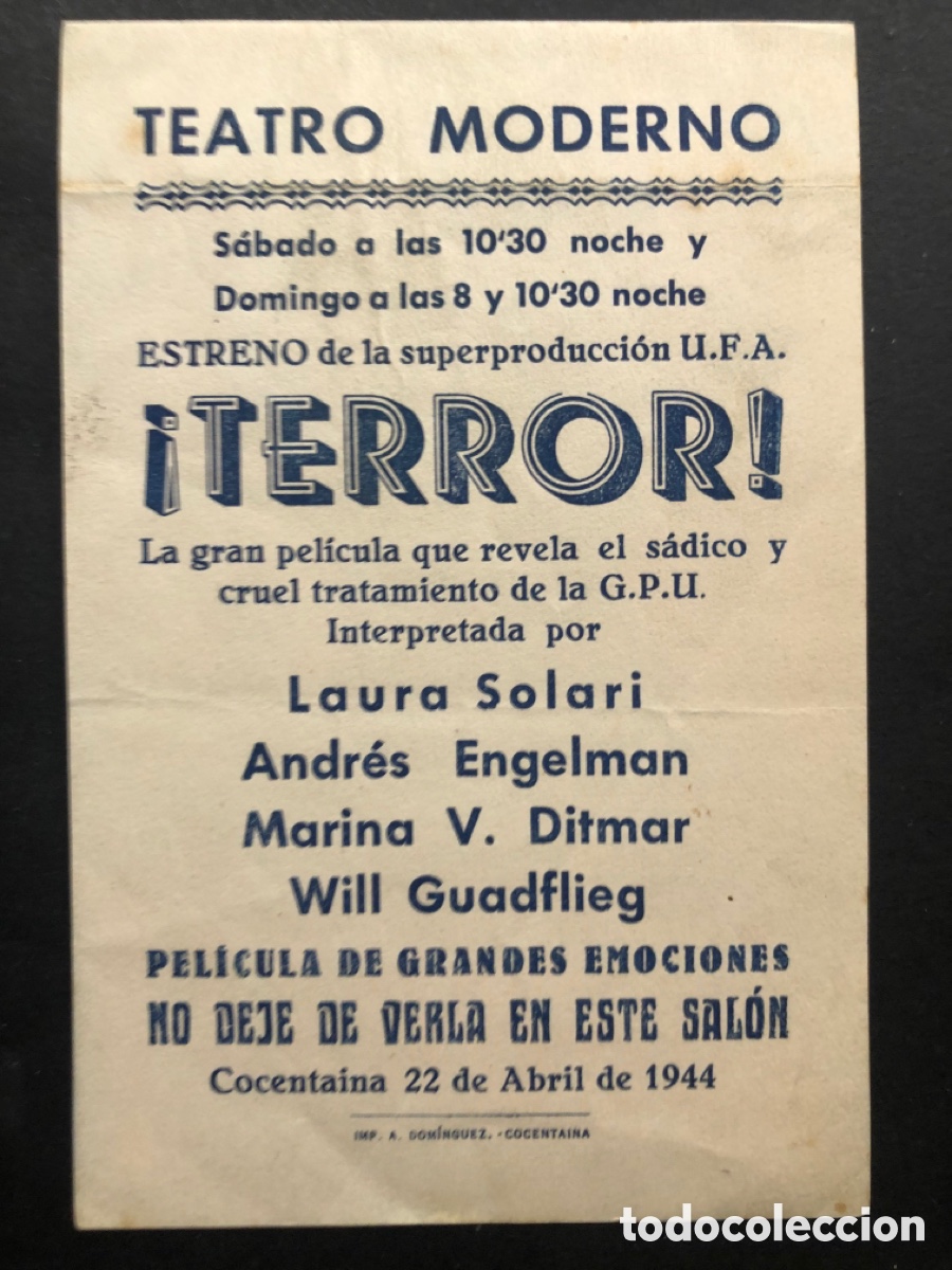 Cine: Programa Terror laura solari con publicidad teatro moderno concentaina A8 - Foto 3