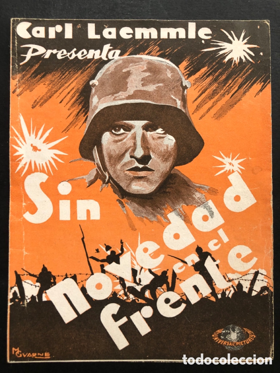 Cine: Programa sin novedad en el frente Erich mar&iacute;a remarque con publicidad cine moderno A1