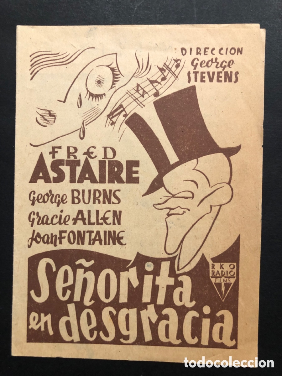  Foglietti di film di film antichi di cinema: Programa se&ntilde;orita en desgracia fred astaire con publicidad cine Echegaray malaga A8