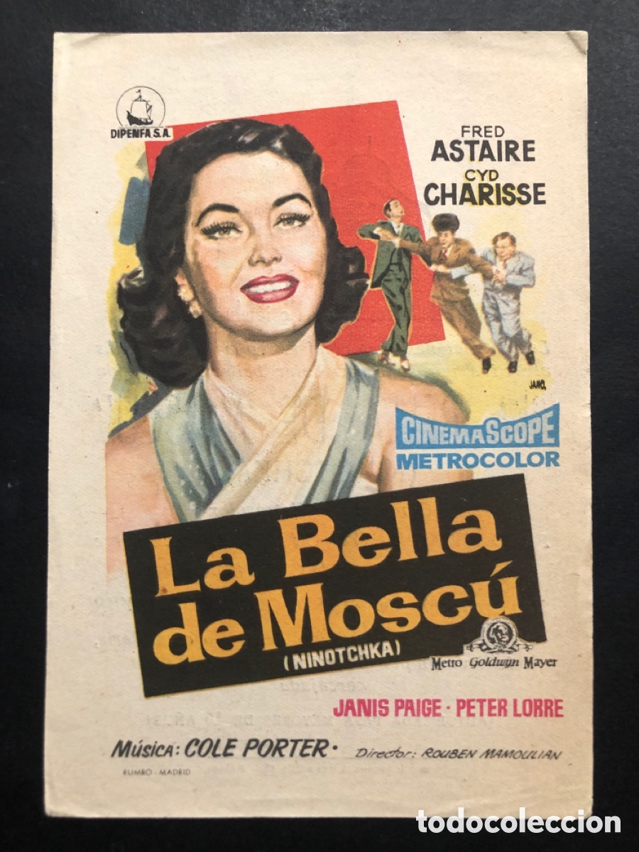  Foglietti di film di film antichi di cinema: Programa la Bella de miscu fred astaire cyd charisse con publicidad malaga cinema A8