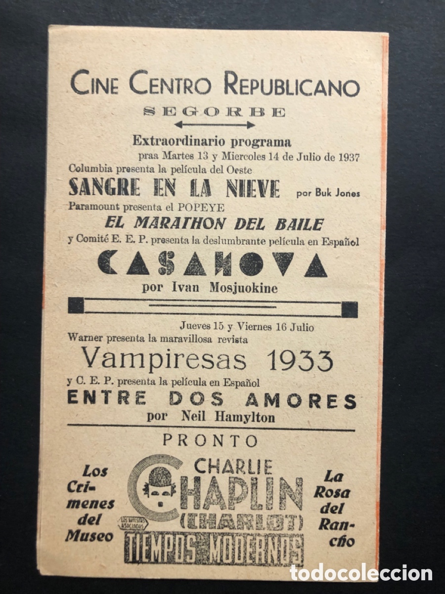 Cine: Programa casanova ivan Mosjoukine con publicidad cine centro republicano segorbe A8 - Foto 3