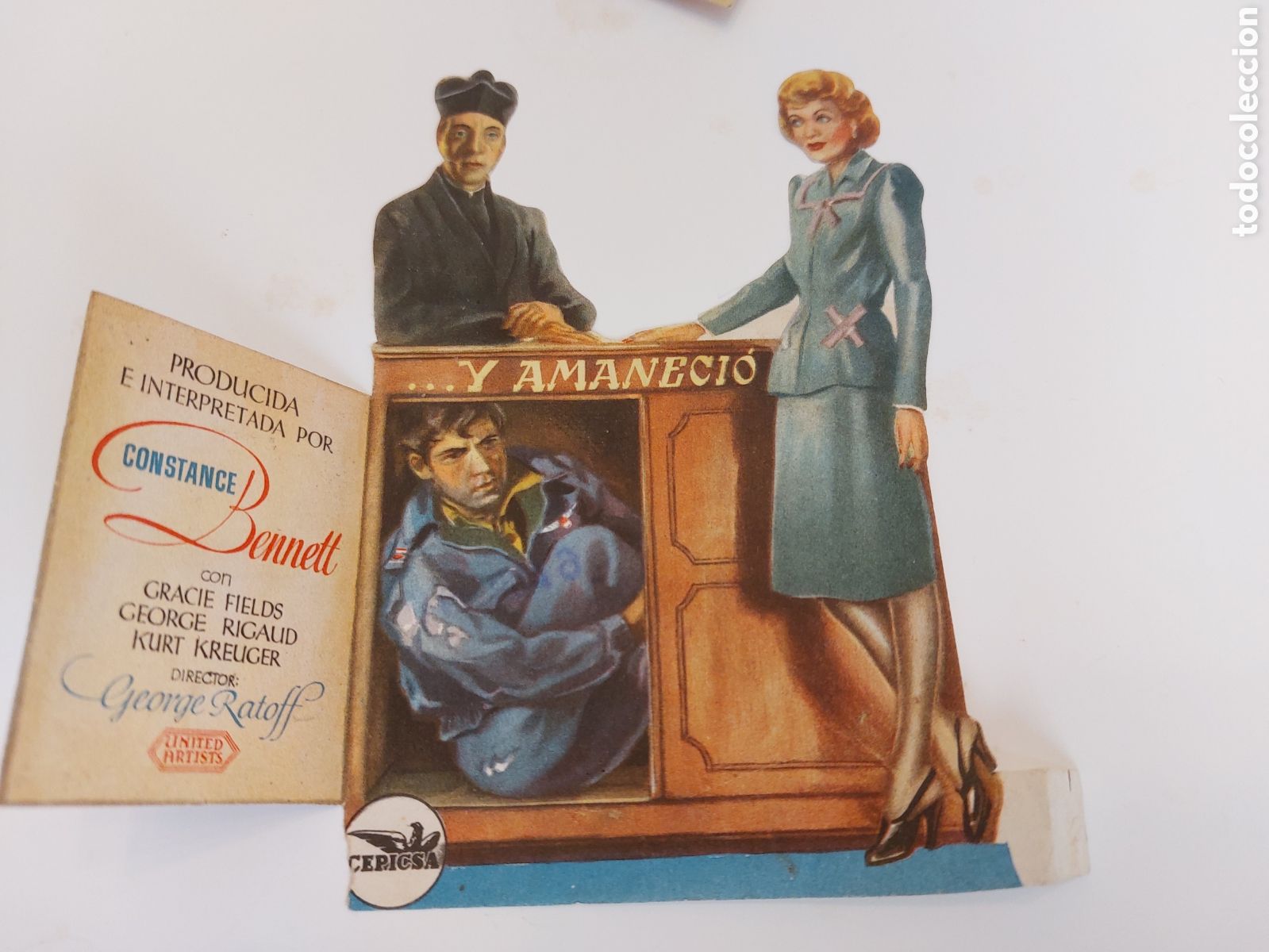  Foglietti di film di film antichi di cinema: Programa troquelado ..Y amaneci&oacute;, Constance Bennett , publicidad sello Castelar y Coliseo