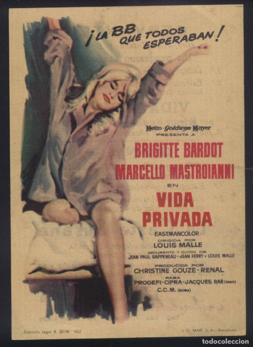 Cine: Q-11197- VIDA PRIVADA (Vie priv&eacute;e) (CINE CERVANTES - ALCIRA) Brigitte Bardot - Marcello Mastroianni