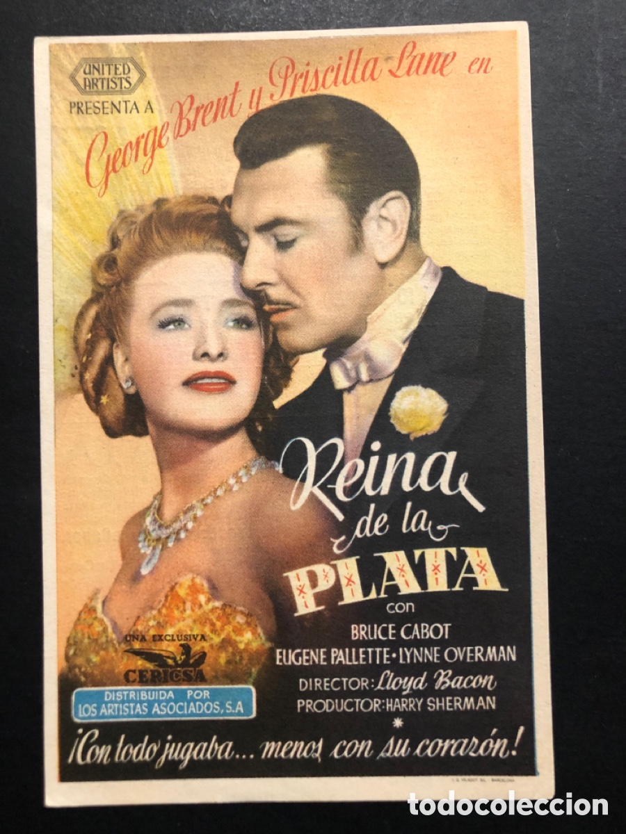  Foglietti di film di film antichi di cinema: Programa reina de la plata george brent con publicidad cinema victoria A8