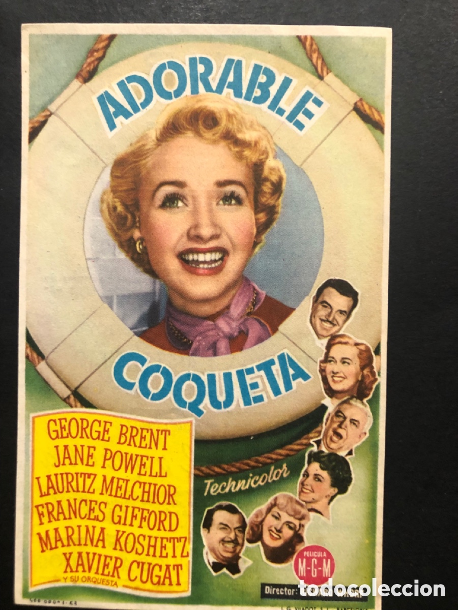  Foglietti di film di film antichi di cinema: Programa MGM adorable coqueta jane powell george brent con publicidad cine sur Mislata