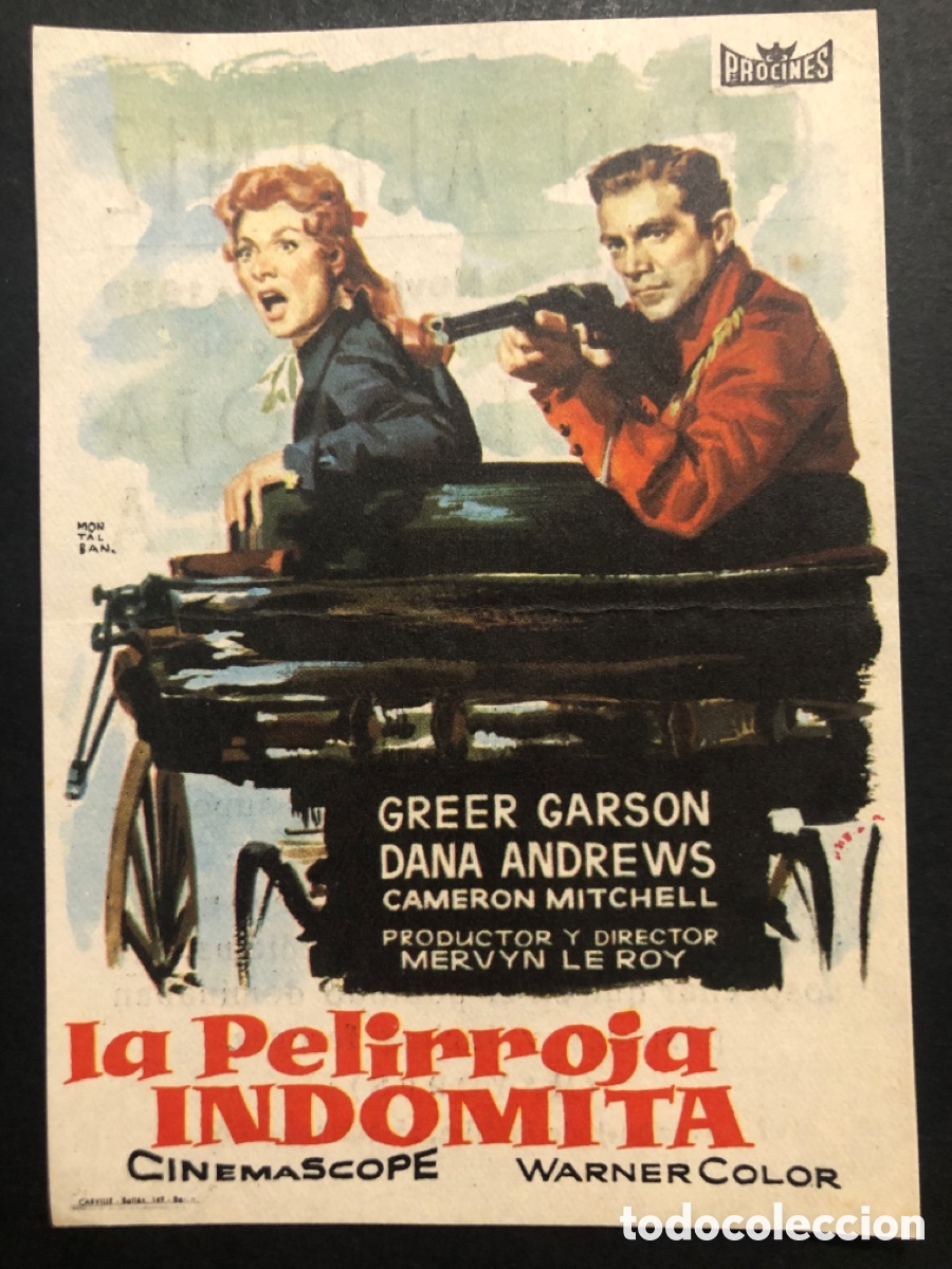  Foglietti di film di film antichi di cinema: Programa la pelirroja indomita Greer Garson con publicidad cine gran albeniz malaga A8
