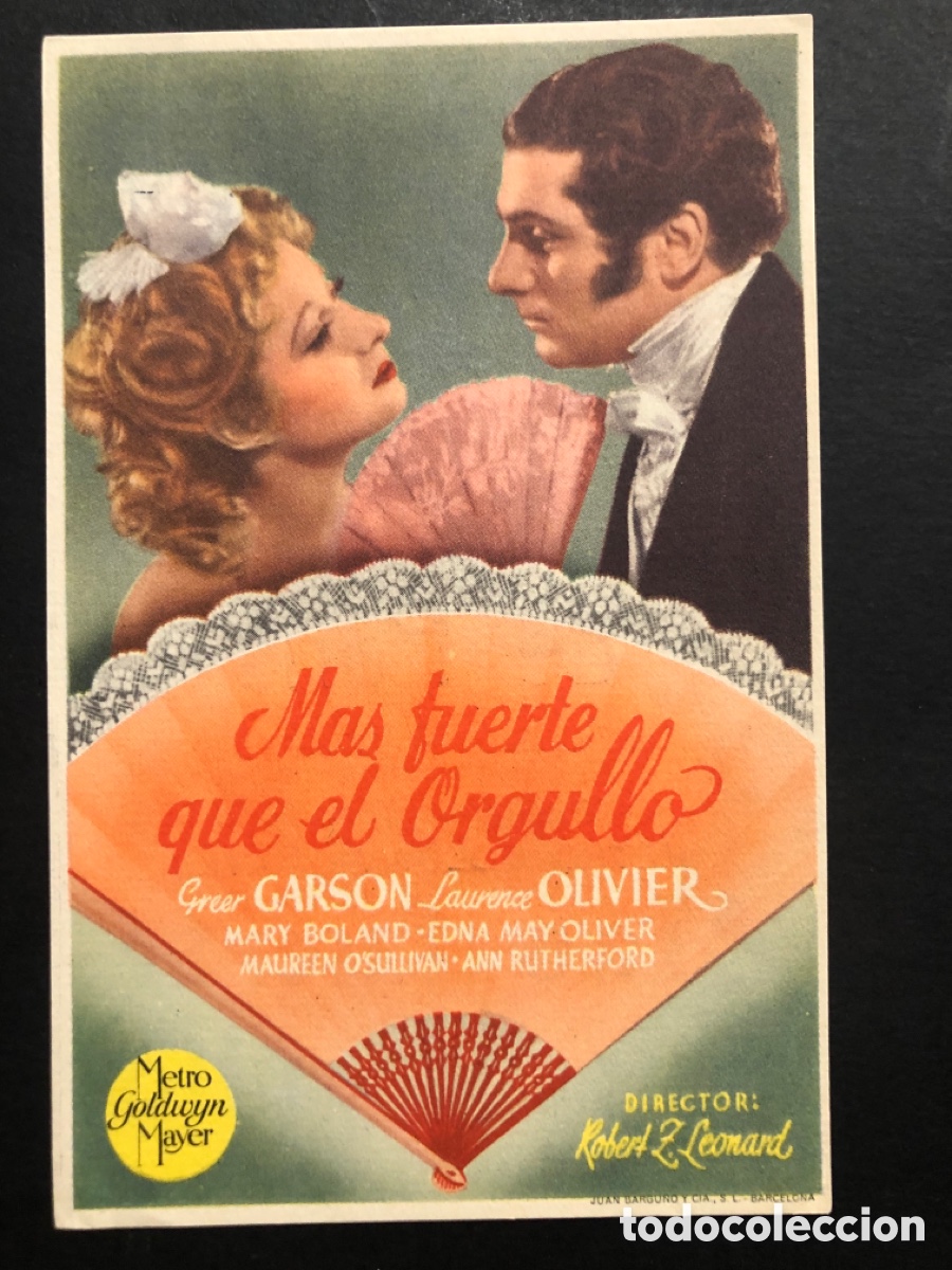  Foglietti di film di film antichi di cinema: Programa MGM m&aacute;s fuerte que el orgullo Greer Garson con publicidad cine espa&ntilde;ol valencia