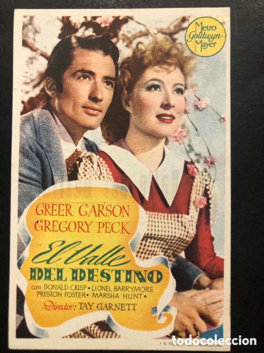  Foglietti di film di film antichi di cinema: Programa MGM el valle del destino Greer Garson con publicidad cine granada