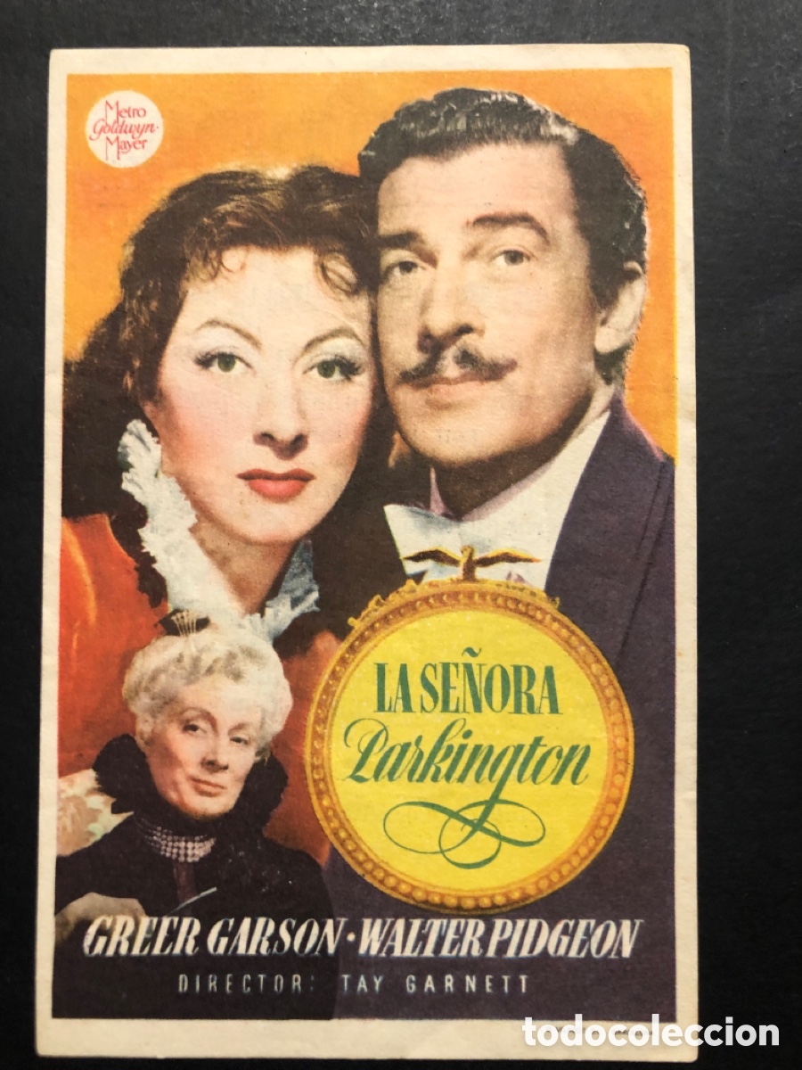  Foglietti di film di film antichi di cinema: Programa MGM la se&ntilde;ora parkington Greer Garson con publicidad cine cultural mislata