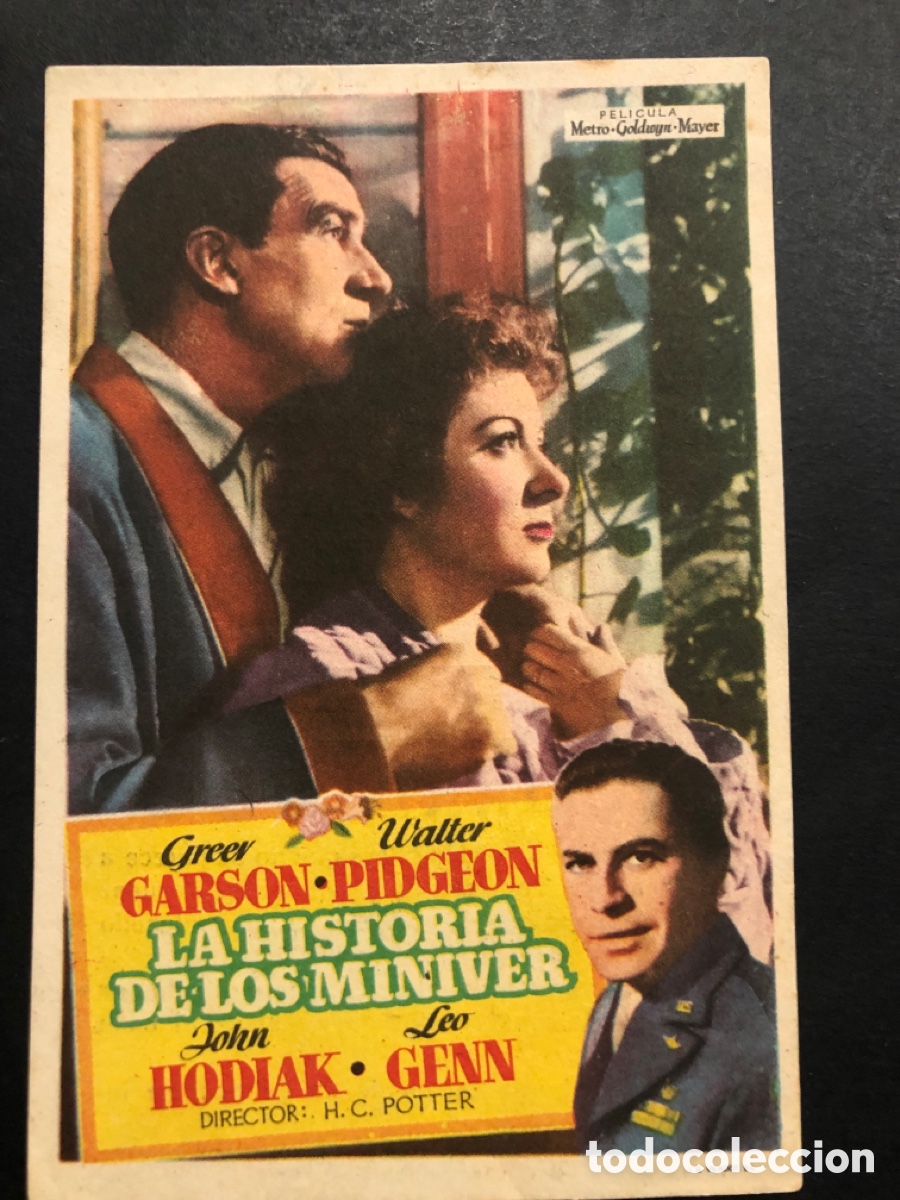  Foglietti di film di film antichi di cinema: Programa MGM la historia de los miniver Greer Garson con publicidad cine sur mislata