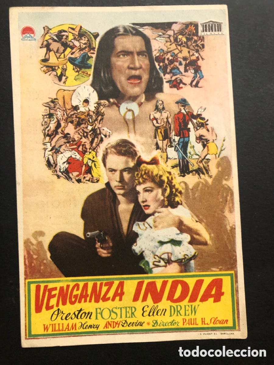  Foglietti di film di film antichi di cinema: Programa venganza india preston foster con publicidad marfil y levante valencia A8