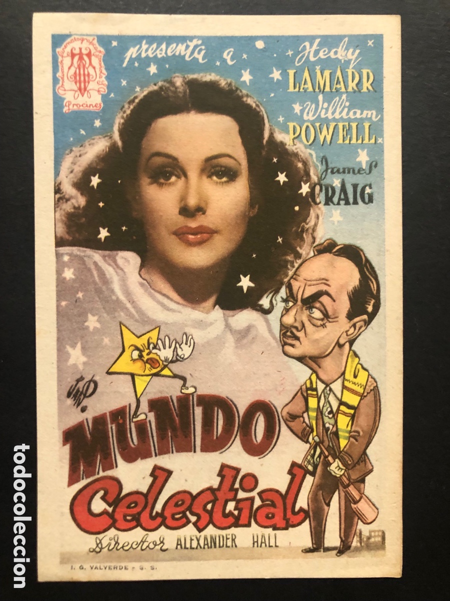  Foglietti di film di film antichi di cinema: Programa mundo celestial hedy lamarr con publicidad teatro del principado Oviedo A8