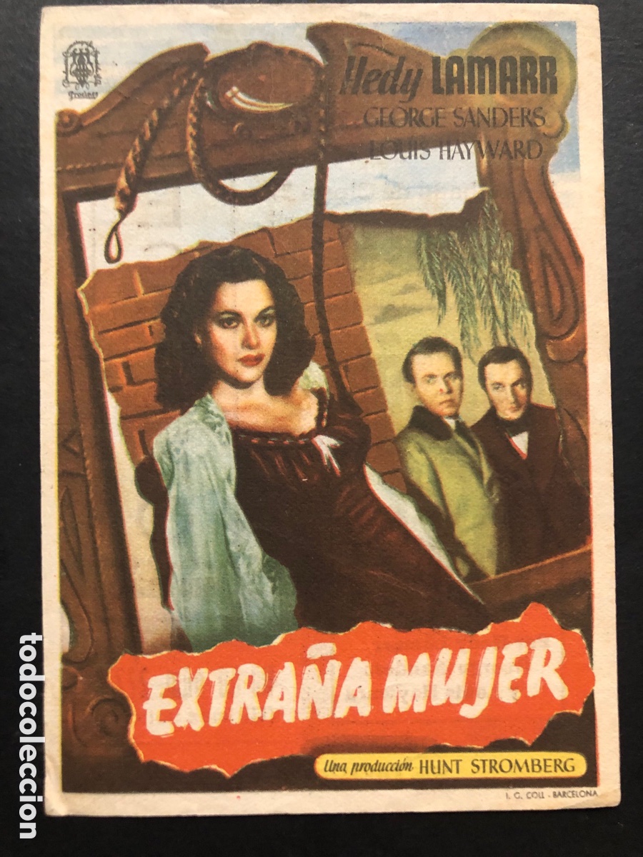  Foglietti di film di film antichi di cinema: Programa extra&ntilde;a mujer hedy lamarr con publicidad cine espa&ntilde;ol valencia A8
