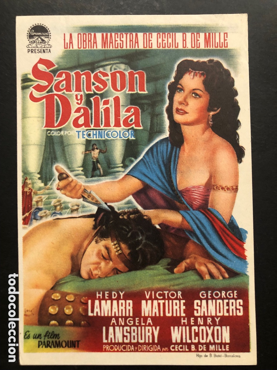  Foglietti di film di film antichi di cinema: Programa Sans&oacute;n y Dalila hedy lamarr con publicidad cine avenida y torrefiel valencia A8