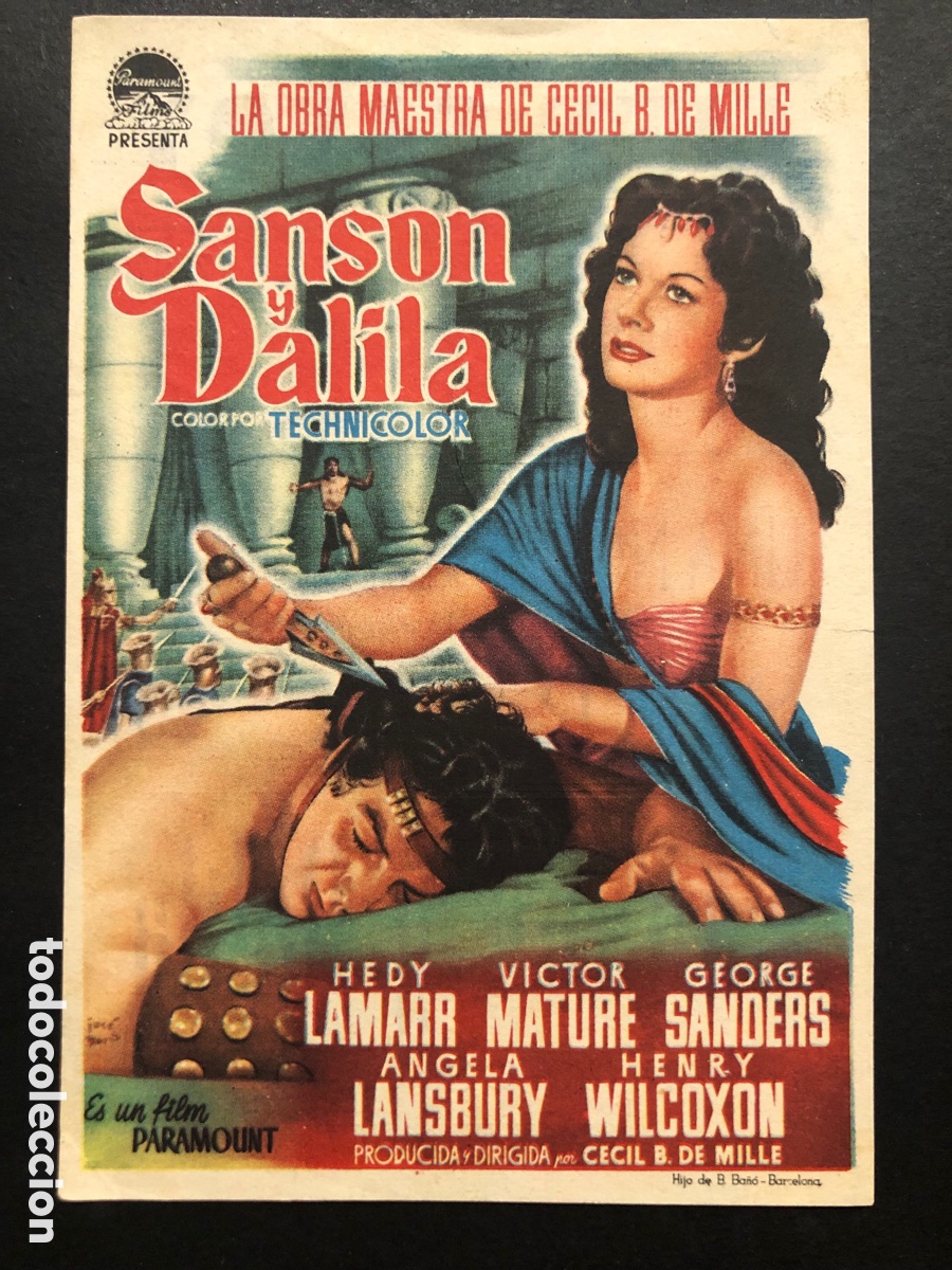  Foglietti di film di film antichi di cinema: Programa Sans&oacute;n y Dalila hedy lamarr con publicidad cine savoy valencia A8