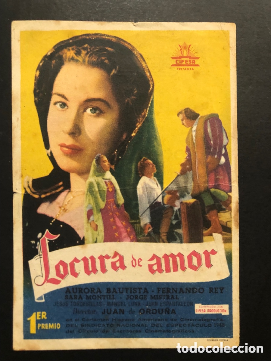  Foglietti di film di film antichi di cinema: Programa locura de amor aurora bautista con publicidad cine sur mislata A9