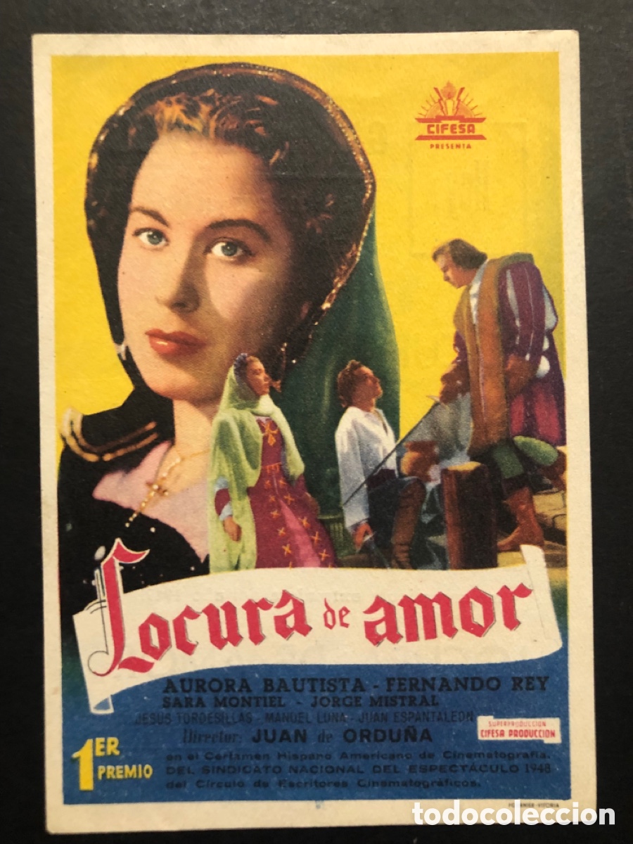  Foglietti di film di film antichi di cinema: Programa locura de amor aurora bautista con publicidad gran teatro Burgos A9