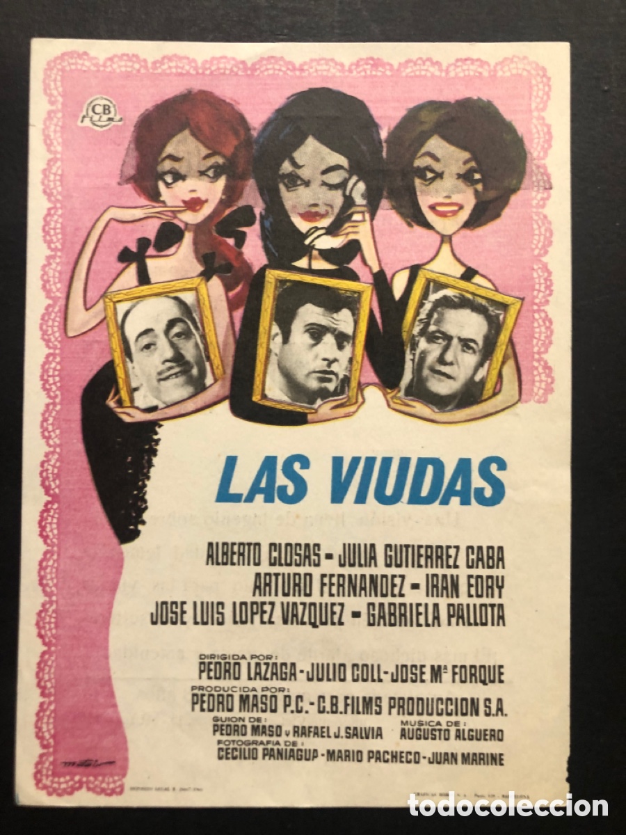 Cine: Programa las viudas Alberto closas con publicidad cine Rex Mula A9