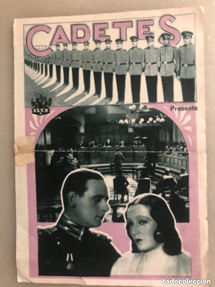 Folhetos de m&atilde;o de filmes antigos de cinema: Folleto programa de cine Cadetes. Cine Norba C&aacute;ceres. A&ntilde;os 30
