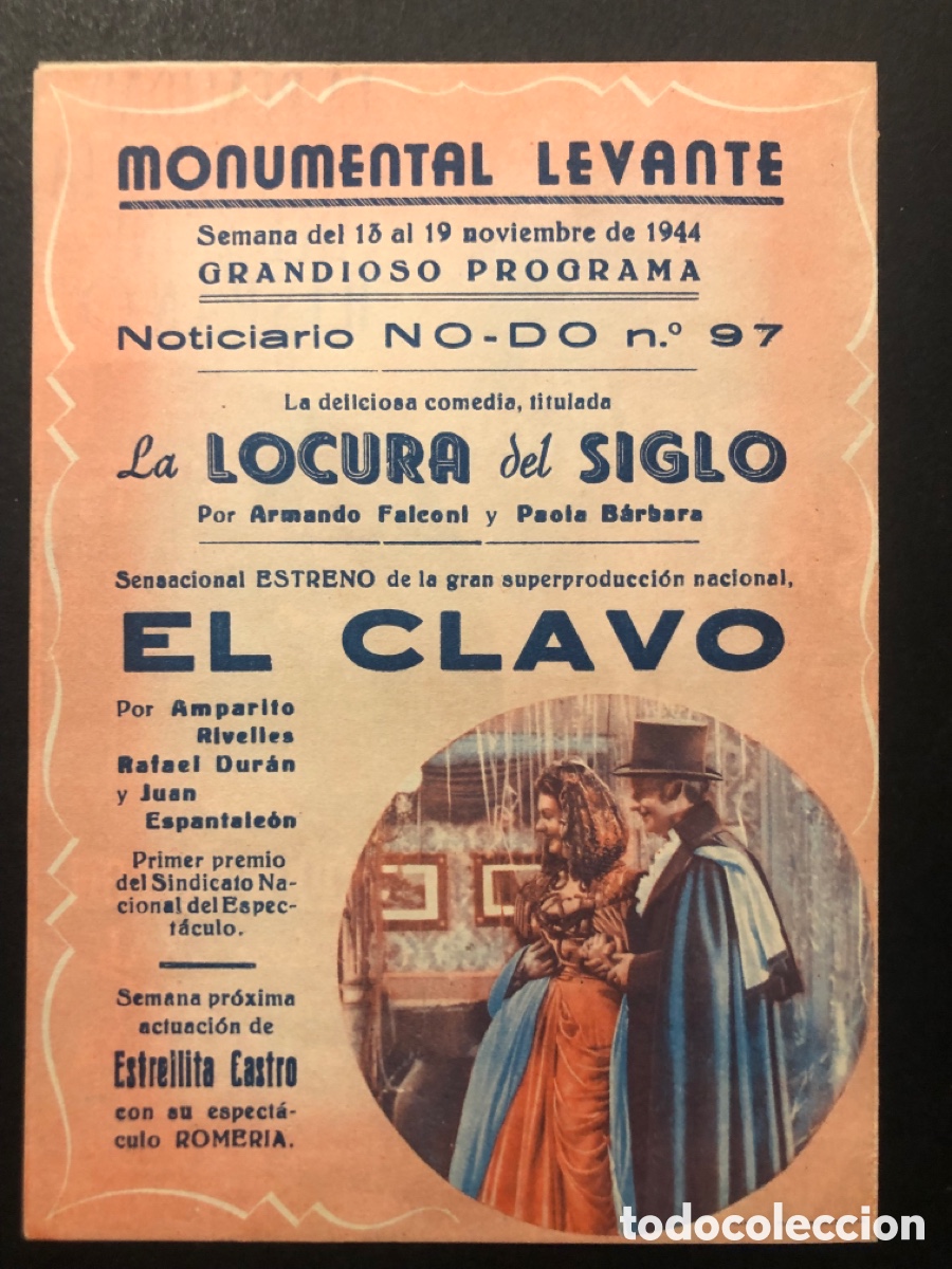 Cine: Programa el clavo amparo Rivelles con publicidad monumental levante A9 - Foto 3