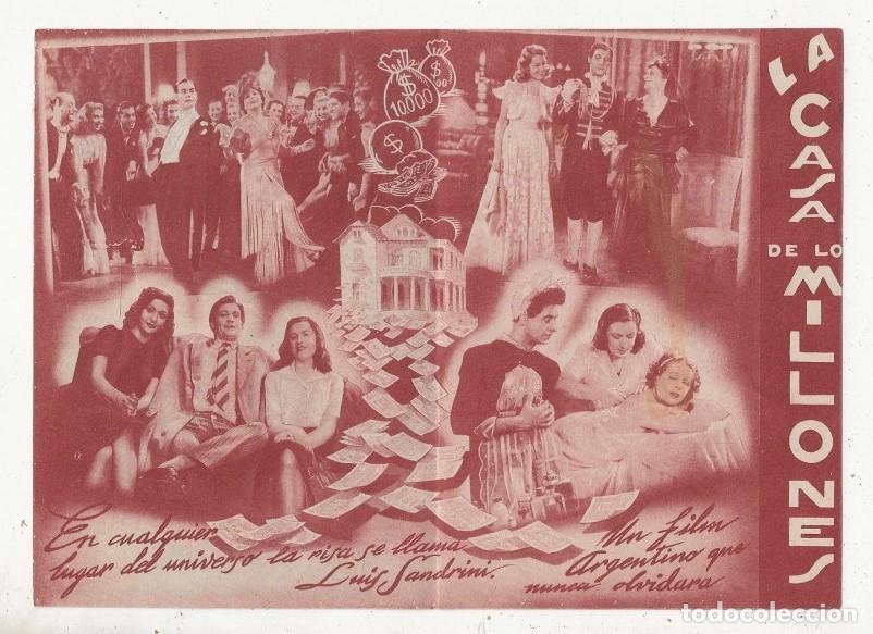 Cine: ANTIGUO FOLLETO MANO Programa Doble LA CASA DE LOS MILLONES - Foto 2
