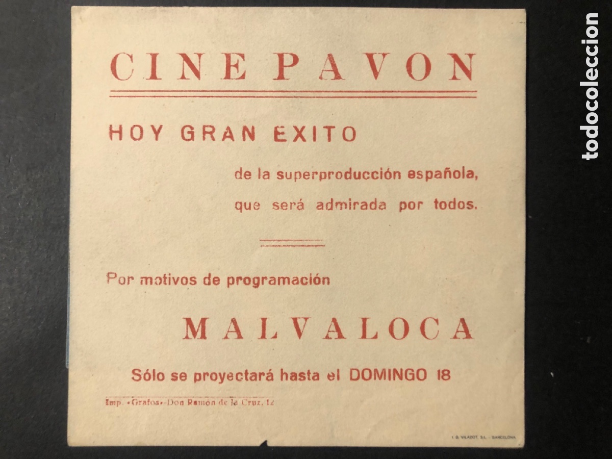 Cine: Programa Malvaloca amparo Rivelles con publicidad cine pav&oacute;n A9 - Foto 3
