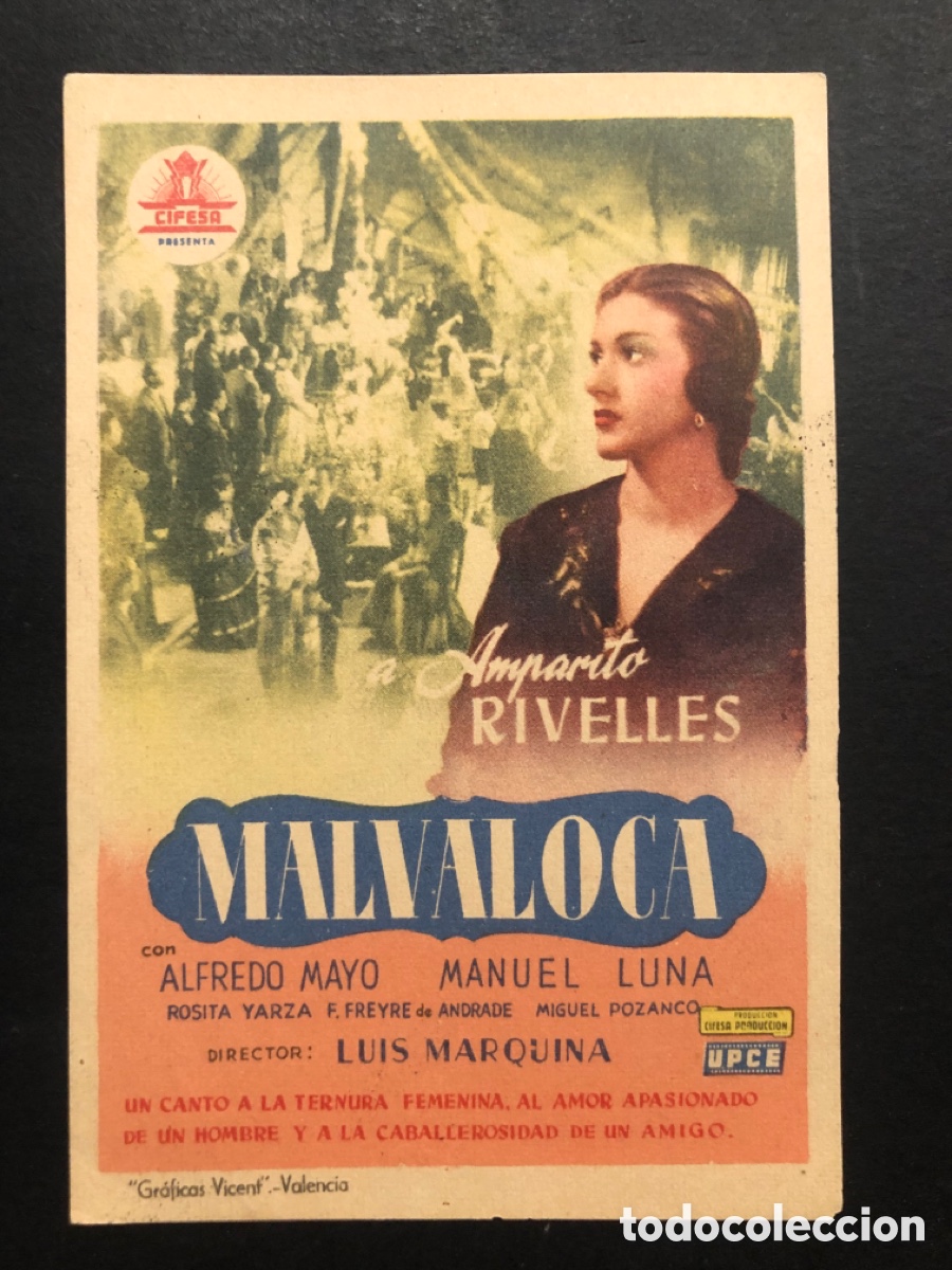 Cine: Programa sencillo Cifesa Malvaloca amparo Rivelles A9 - Foto 1