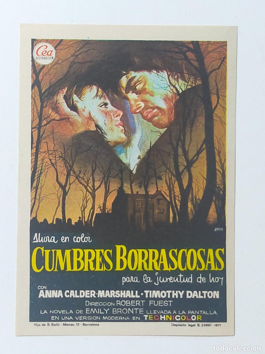 Folhetos de m&atilde;o de filmes antigos de cinema: Programa Sencillo Orig: CUMBRES BORRASCOSAS. Timothy Dalton, Anna Calder Marshall. Sin cine impreso.