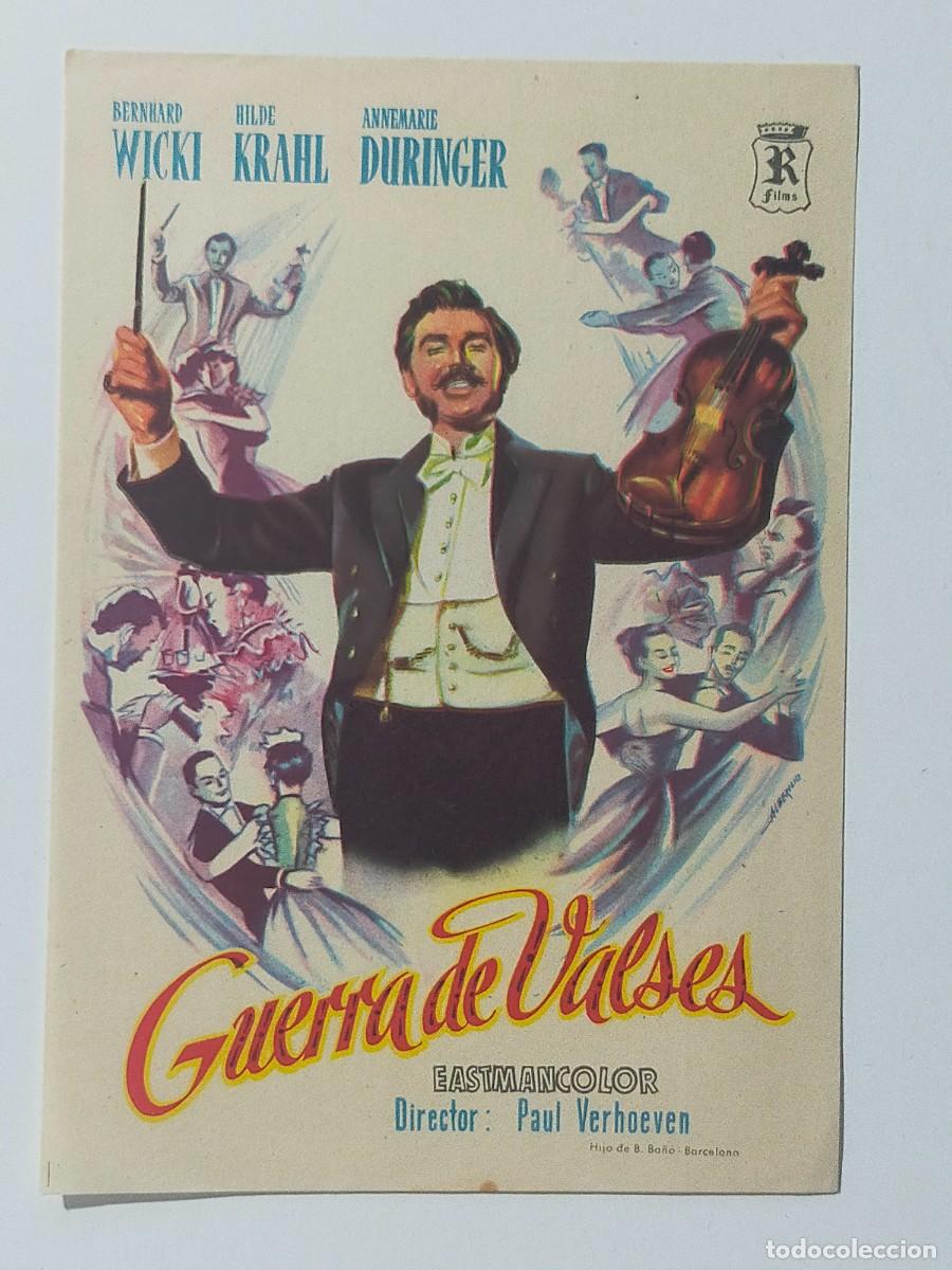 Folhetos de m&atilde;o de filmes antigos de cinema: Programa Sencillo Orig: GUERRA DE VALSES. Bernard Wicki, Hilde Krahl - Sin cine impreso.