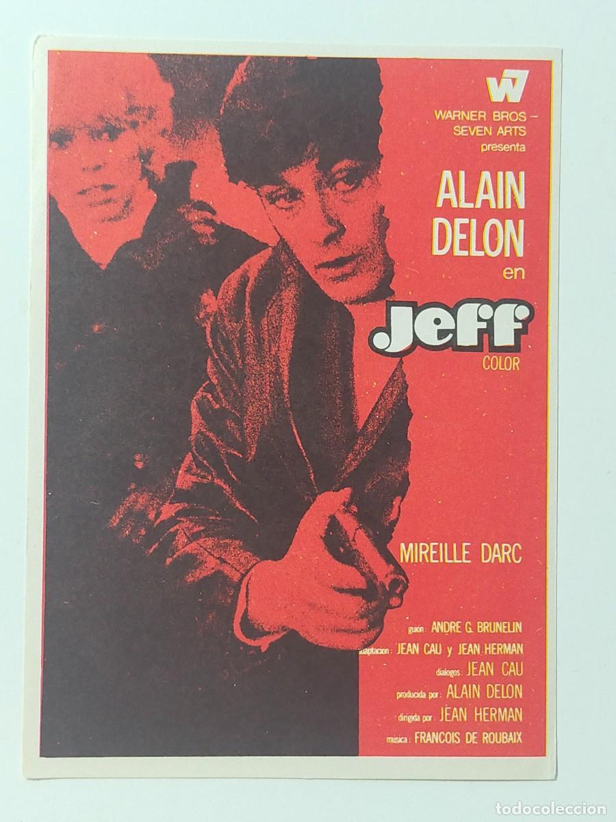 Folhetos de m&atilde;o de filmes antigos de cinema: Programa Sencillo Orig: JEFF. Alain Delon, Mireille Darc - Sin cine impreso.
