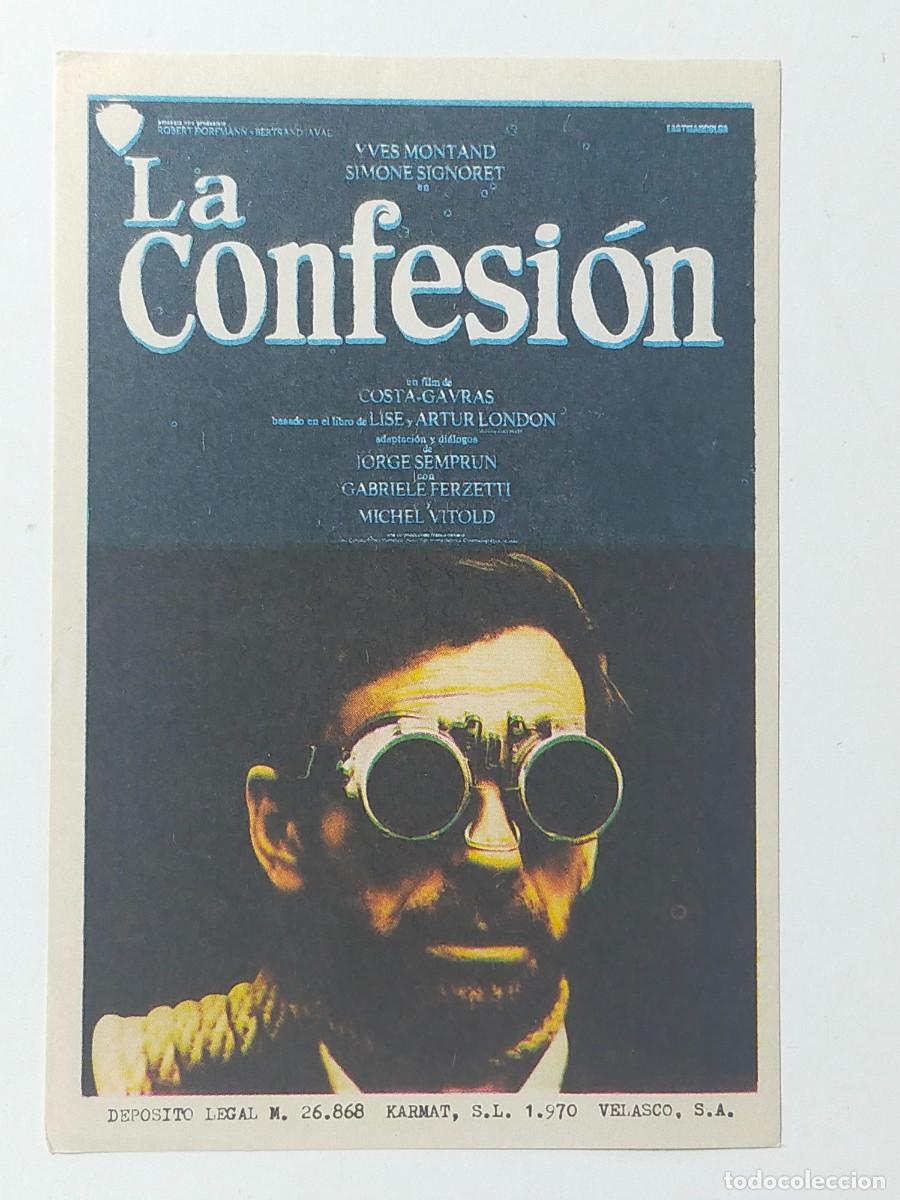 Folhetos de m&atilde;o de filmes antigos de cinema: Programa Sencillo Orig: LA CONFESION Yves Montand, Simone Signoret - Sin cine impreso.