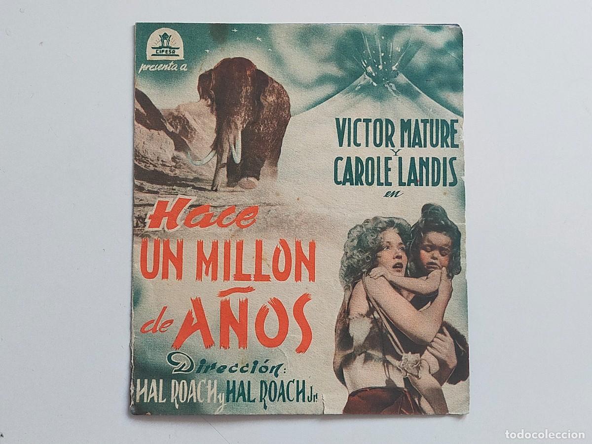 Cine: PROGRAMA DOBLE ORIG: HACE UN MILLON DE A&Ntilde;OS. Victor Mature, Carole Landis - Sin cine impreso
