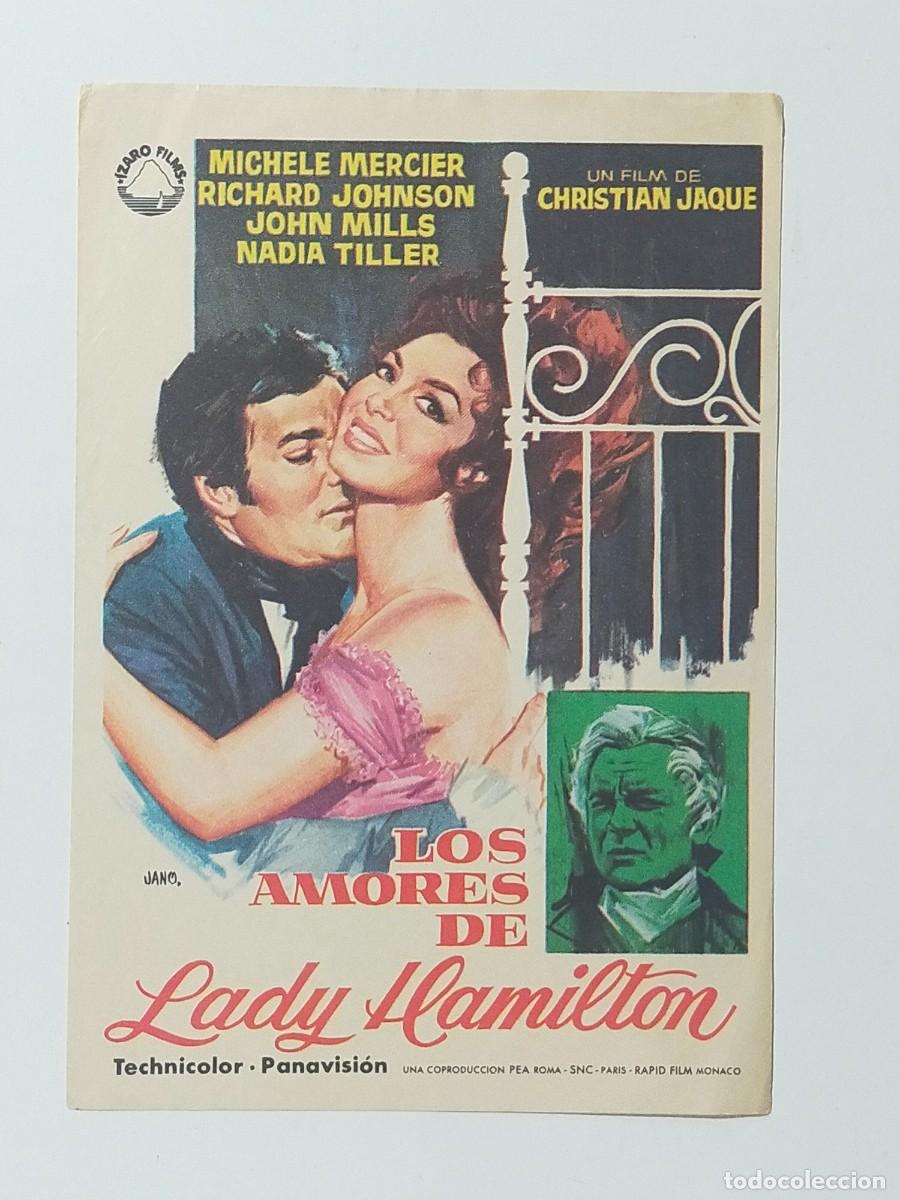 Folhetos de m&atilde;o de filmes antigos de cinema: Programa Sencillo Orig: LOS AMORES DE LADY HAMILTON. Michele Mercier, John Mills - Sin cine impreso.