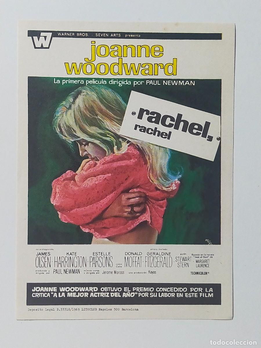Folhetos de m&atilde;o de filmes antigos de cinema: Programa Sencillo Orig: RACHEL, RACHEL. Joanne Woodward, James Olson - Sin cine impreso