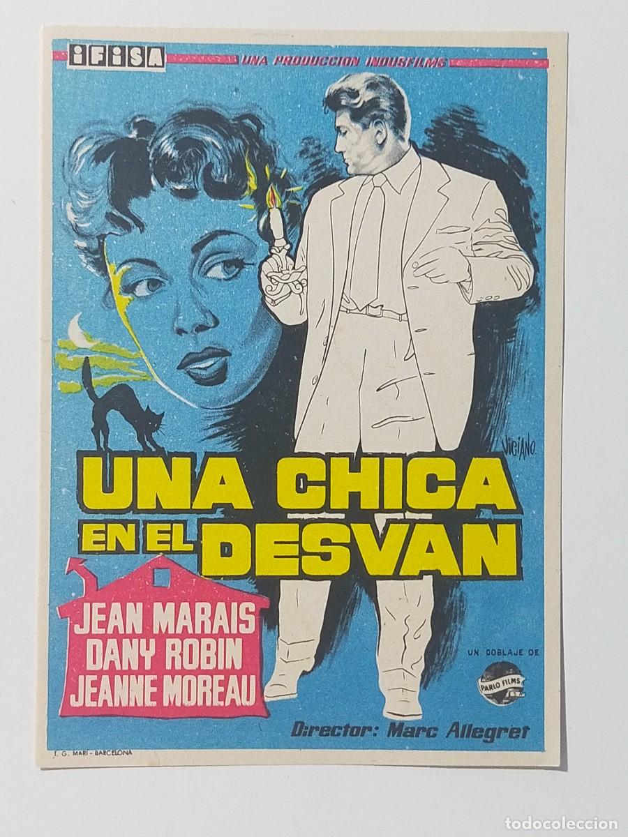 Folhetos de m&atilde;o de filmes antigos de cinema: Programa Sencillo Orig: UNA CHICA EN EL DESVAN. Jean Marais, Dany Robin - Sin cine impreso.