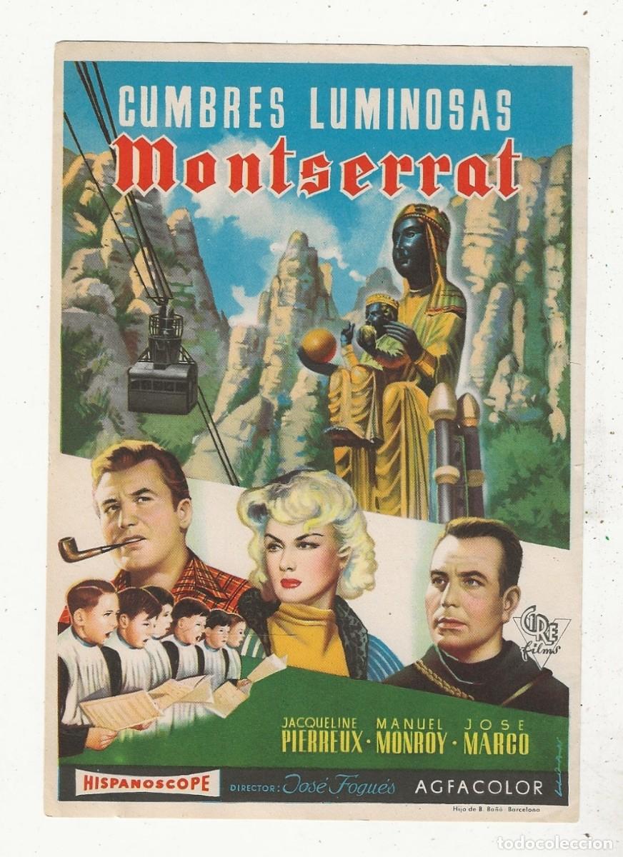 Cine: CUMBRES LUMINOSAS MONTSERRAT - PROGRAMA FOLLETO DE CINE - Foto 1