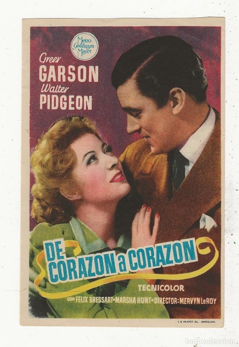 Cine: DE CORAZ&Oacute;N A CORAZ&Oacute;N - PROGRAMA FOLLETO DE CINE - Foto 1
