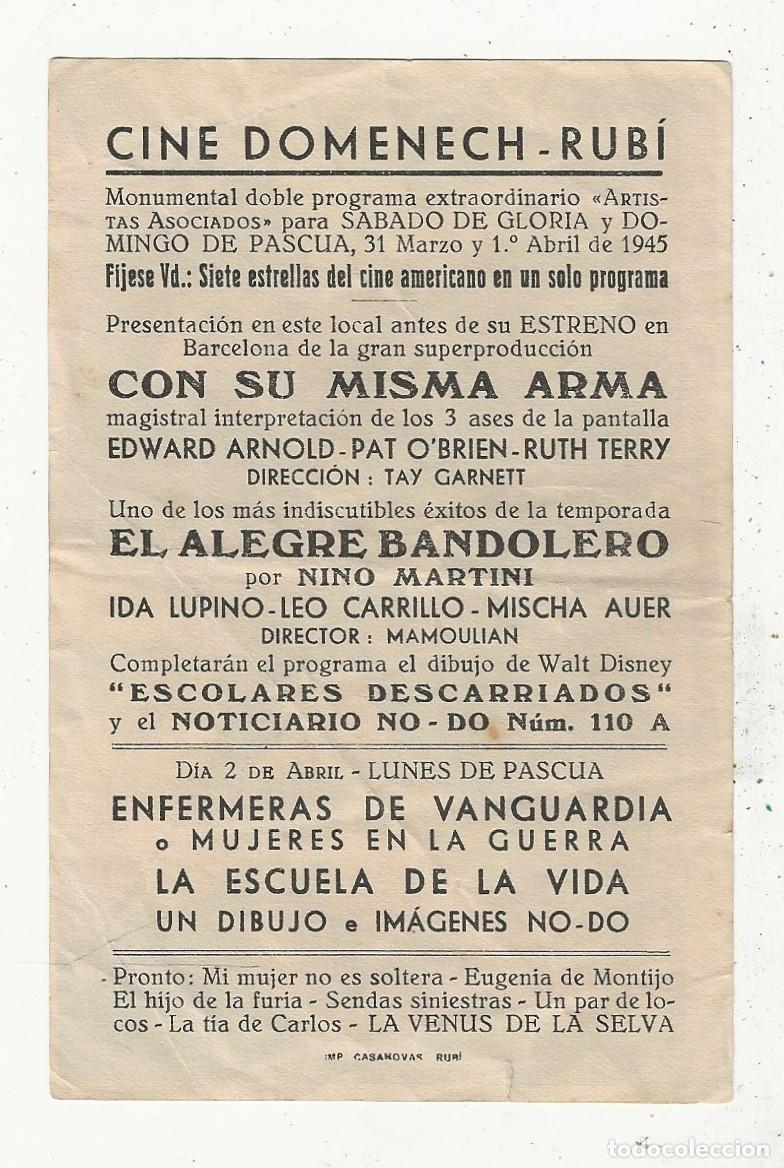 Cine: EL ALEGRE BANDOLERO - PROGRAMA FOLLETO DE CINE - Foto 2