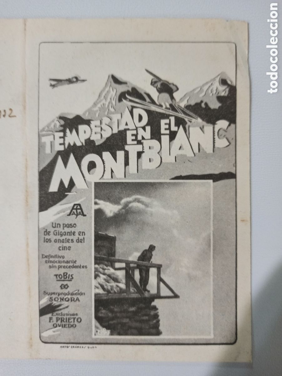 Cine: PROGRAMA DE MANO TEMPESTAD EN EL MONTBLANC. 1932 - Foto 1