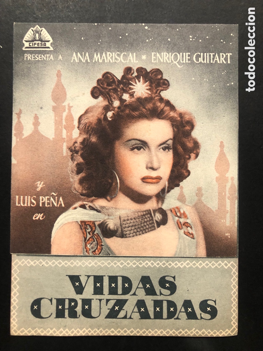 Folhetos de m&atilde;o de filmes antigos de cinema: Programa vidas cruzadas Ana mariscal con publicidad principal A9