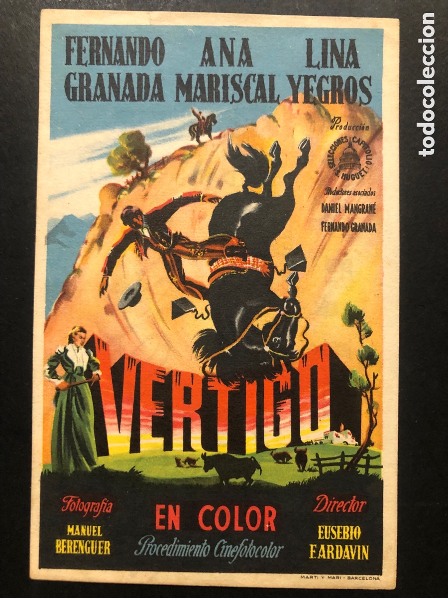 Folhetos de m&atilde;o de filmes antigos de cinema: Programa v&eacute;rtigo Ana mariscal con publicidad cine monterrosa Reus A9