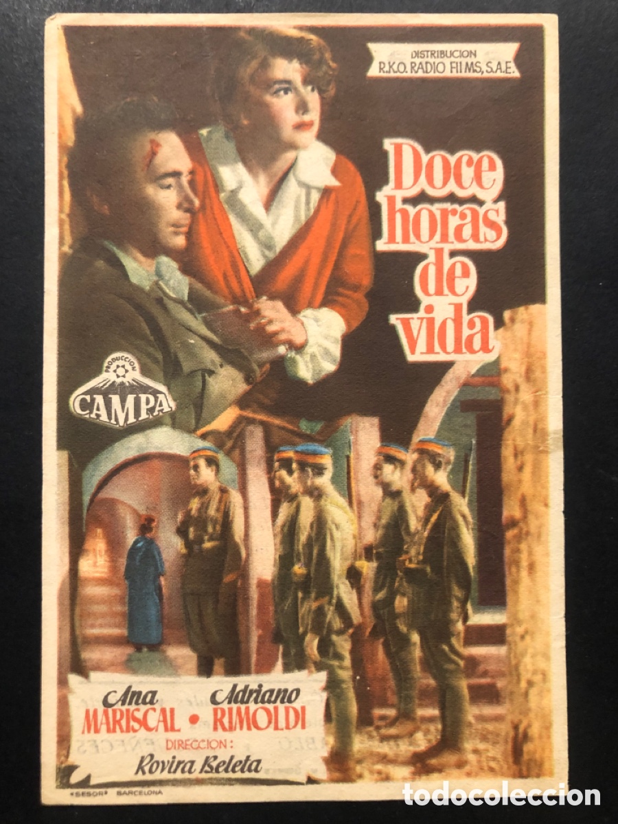 Folhetos de m&atilde;o de filmes antigos de cinema: Programa doce horas de vida Ana mariscal con publicidad cine oriente A9
