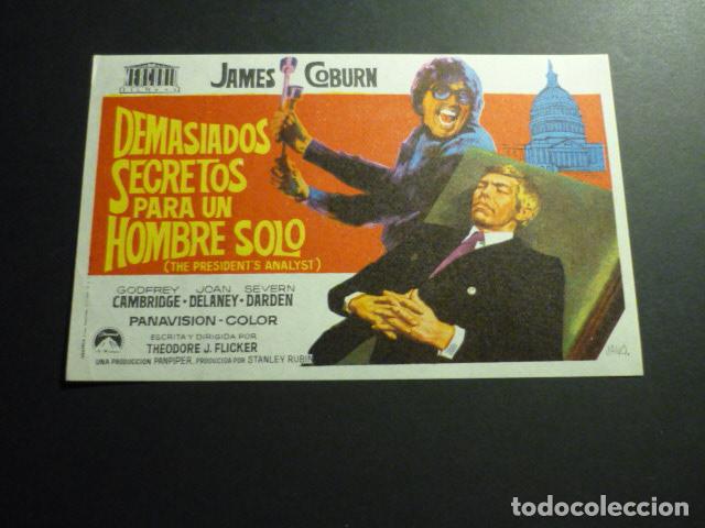  Flyers Publicitaires de films Anciens: DEMASIADOS SECRETOS PARA UN HOMBRE SOLO PROGRAMA DE CINE SIN PUBLICIDAD