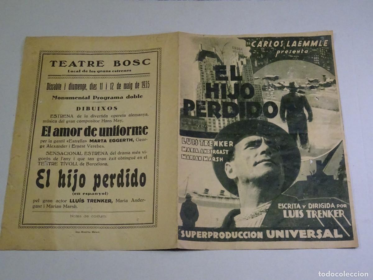 Cine: PROGRAMA DE CINE - EL HIJO PERDIDO - LUIS TRENKER - A&Ntilde;O 1935 - Foto 1