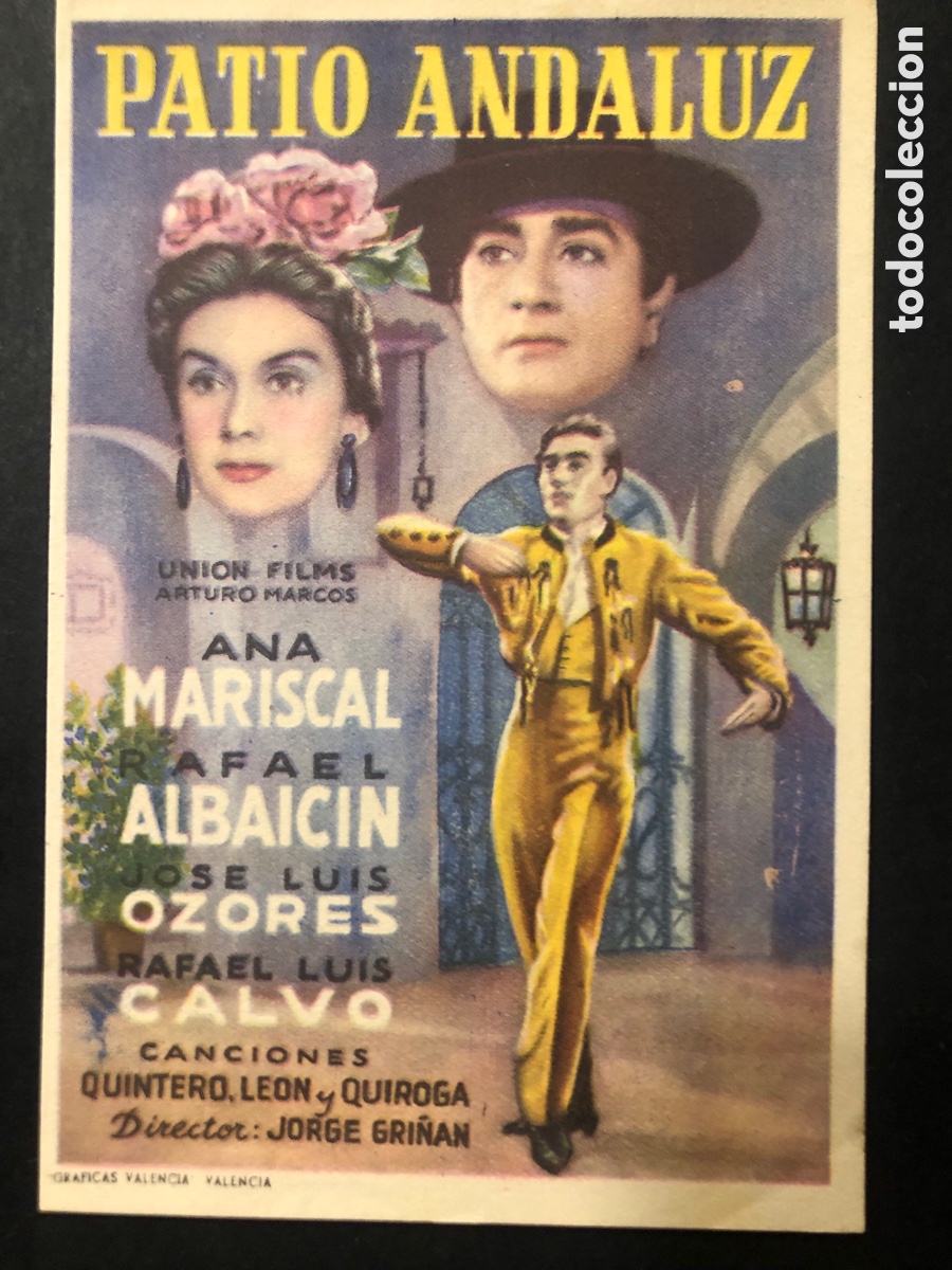 Folhetos de m&atilde;o de filmes antigos de cinema: Programa patio andaluz Ana mariscal con publicidad cine onteniense Onteniente A9