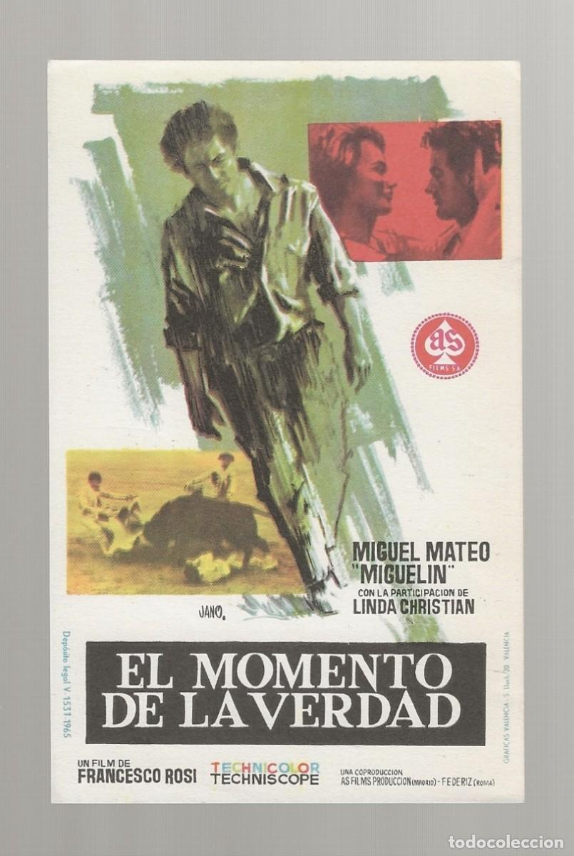 Cine: EL MOMENTO DE LA VERDAD - PROGRAMA FOLLETO DE CINE - Foto 1