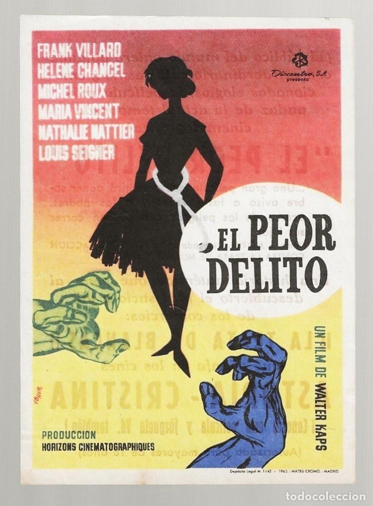 Cine: EL PEOR DELITO - PROGRAMA FOLLETO DE CINE - Foto 1